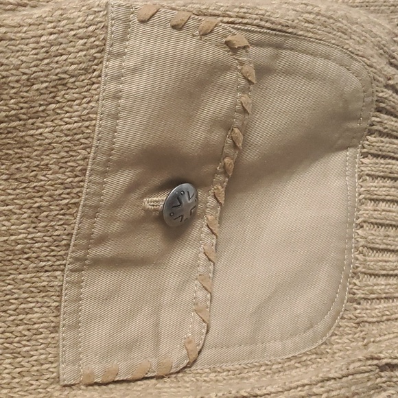 Lauren Jeans Company Ralph Lauren Vtg, Western Style, Button Down Sweater Tan, M - Picture 7 of 8